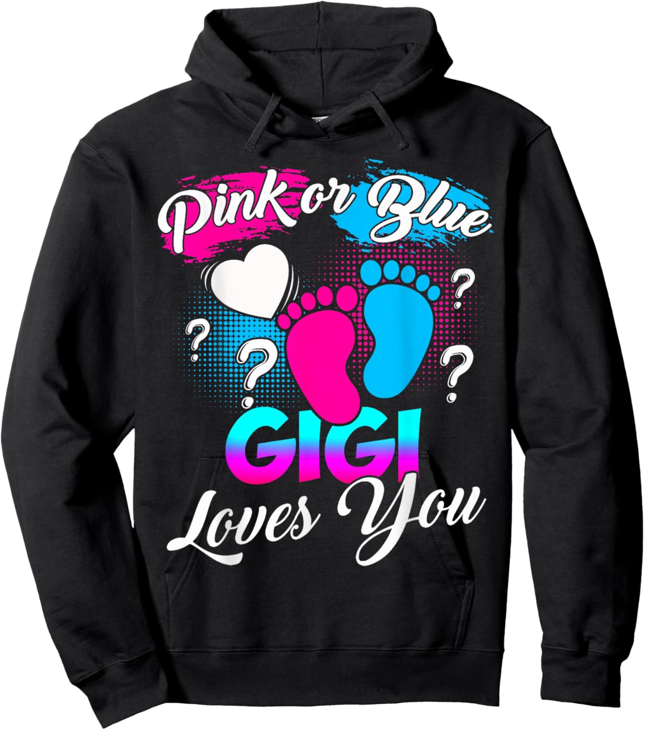 Women Gender Reveal Pink Or Blue Gigi Loves You Hoodie - Hoodie | Black