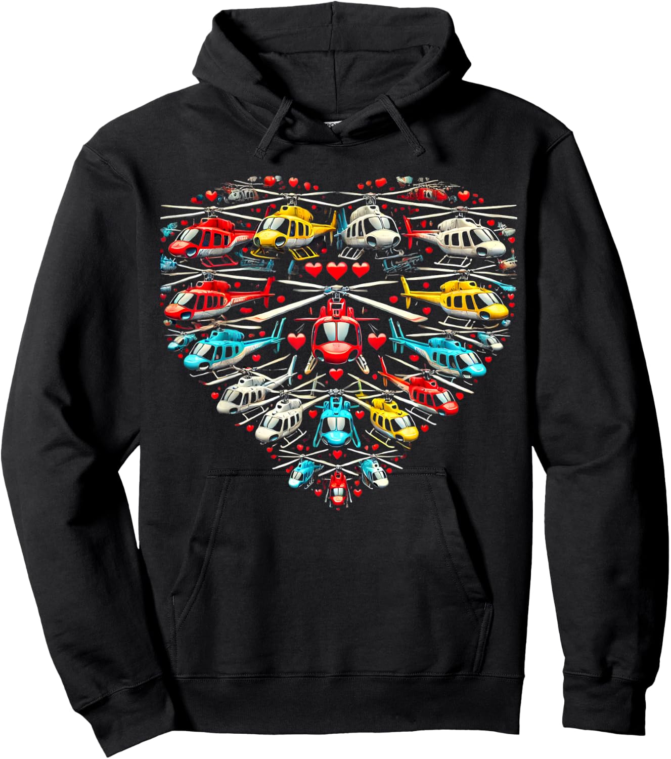 Pilot Helicopter Lover Valentines Day Men Women Kids Graphic Hoodie - Hoodie | Black