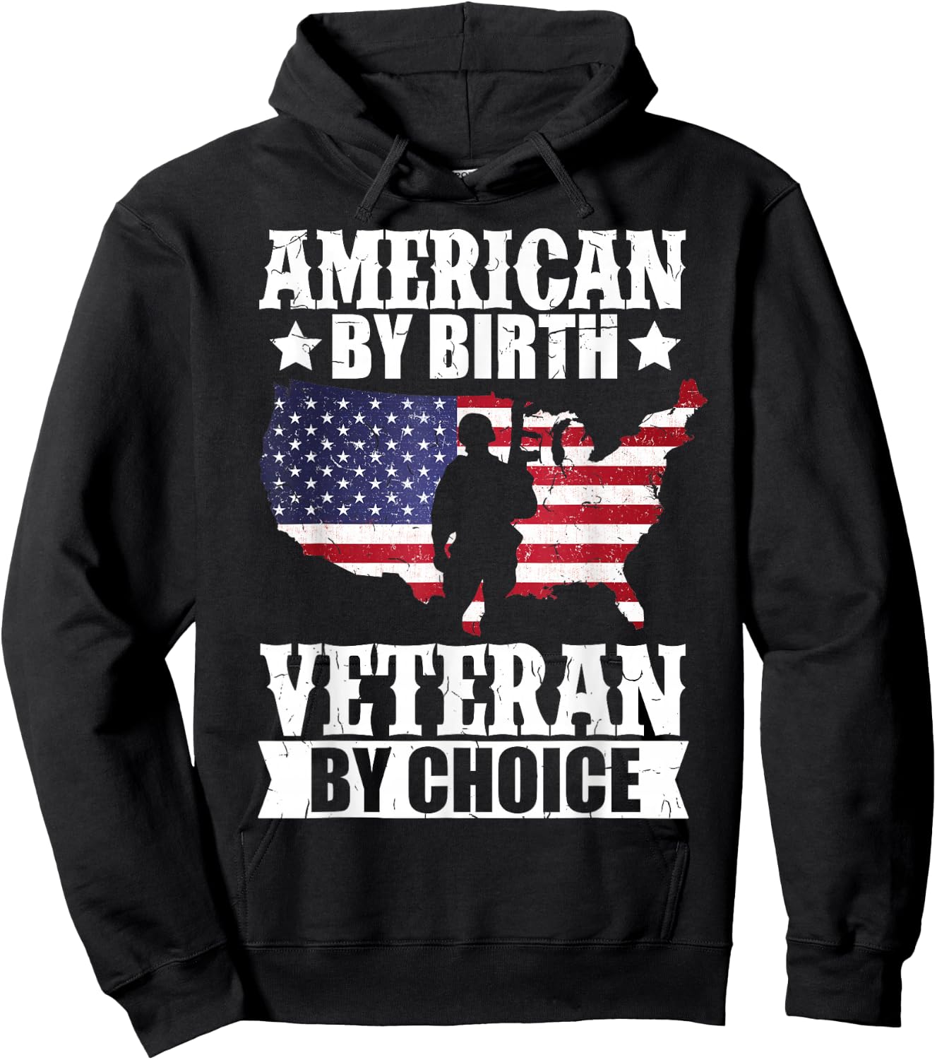 American by Birth Veteran by Choice US Flag Veterans Day Hoodie - Hoodie | Black
