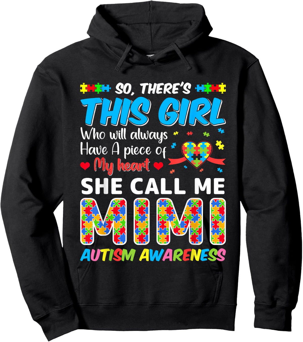 Autism Mimi - Autism Awareness Grandmom Autism Motivational Hoodie - Hoodie | Black