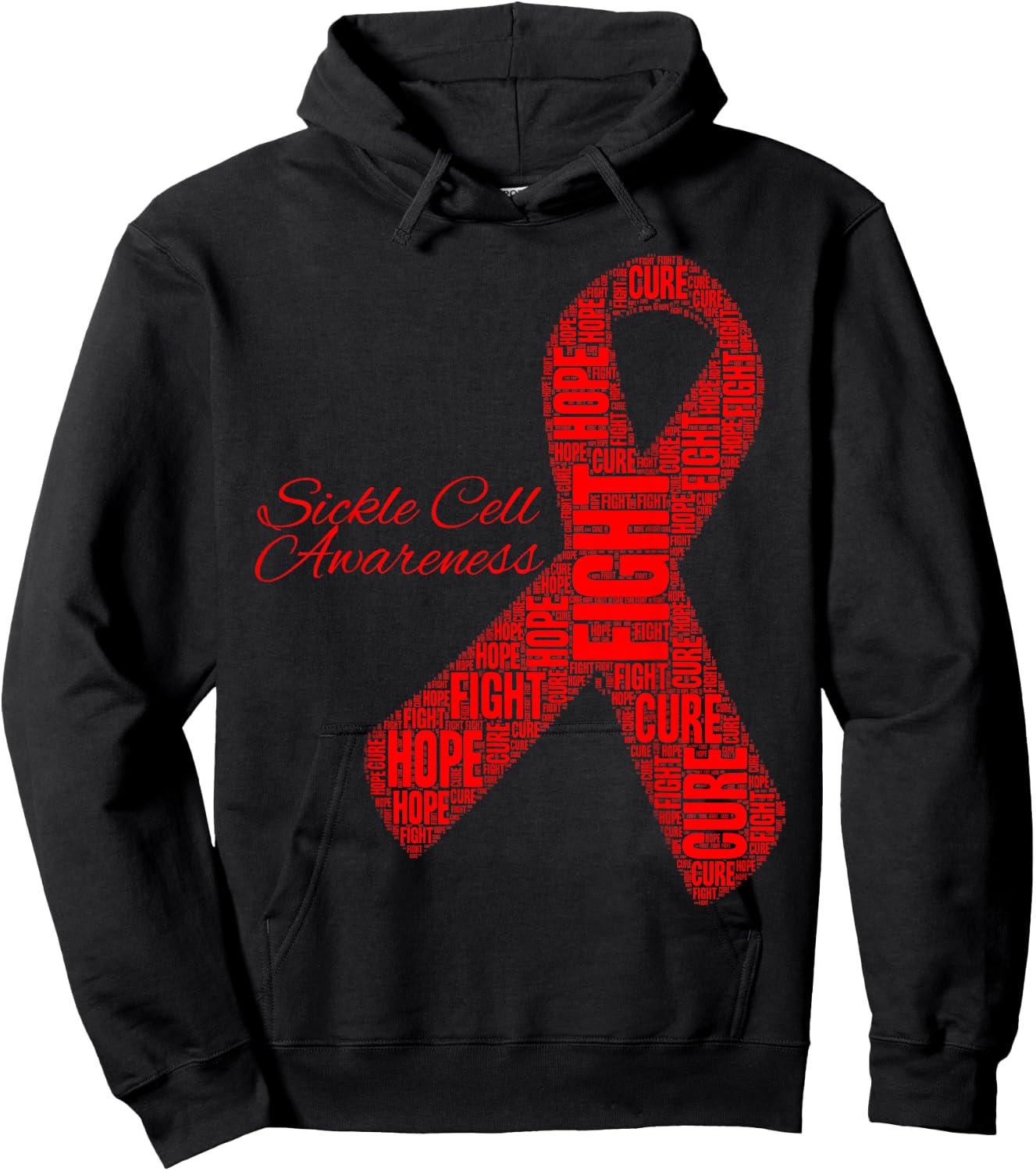 Sickle Cell Awareness Hope Fight Cure Ribbon Hoodie - Hoodie | Black