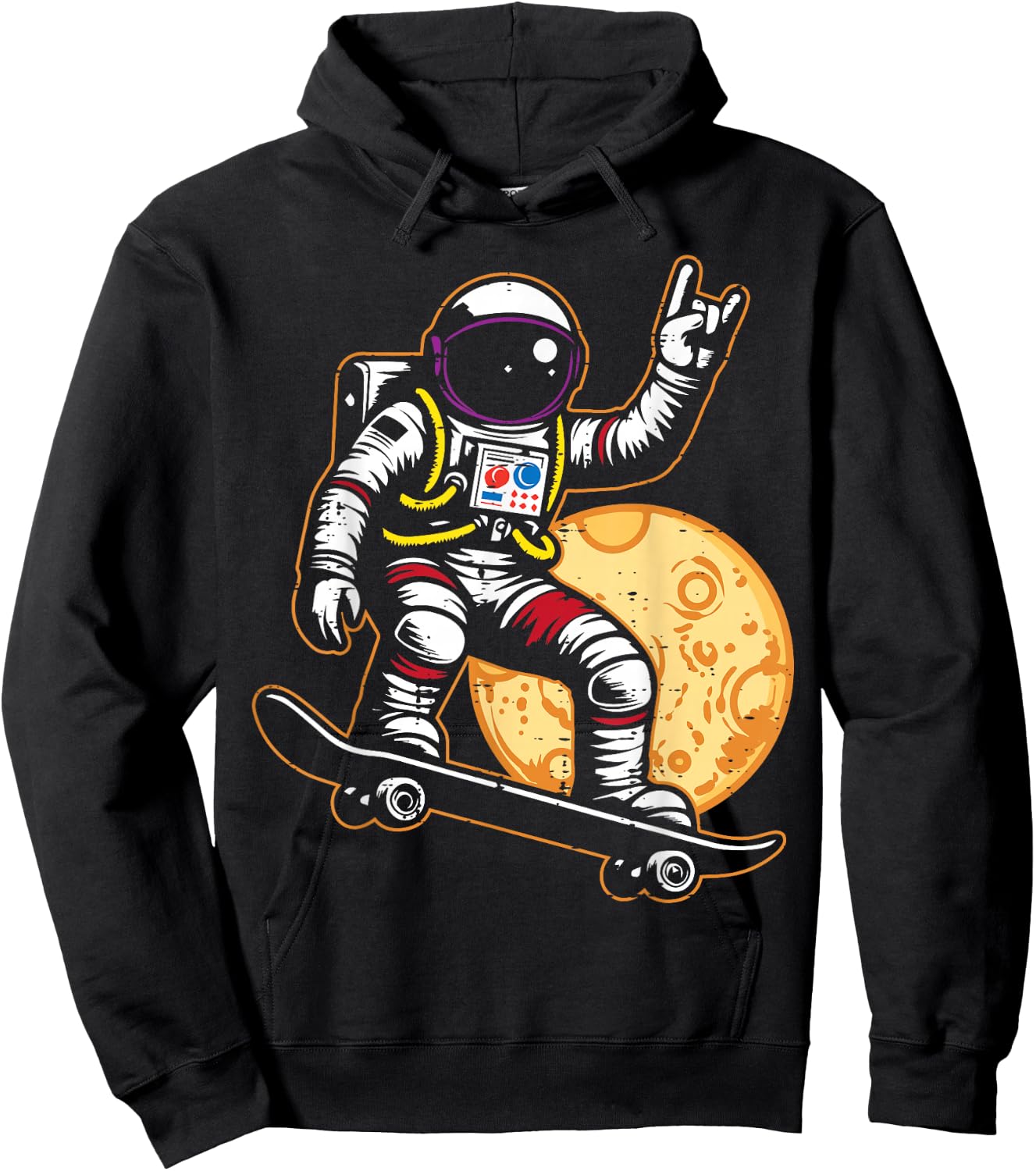 Astronaut Skateboard Rock Hand Space Rocker Men Boys Kids Hoodie - Hoodie | Black