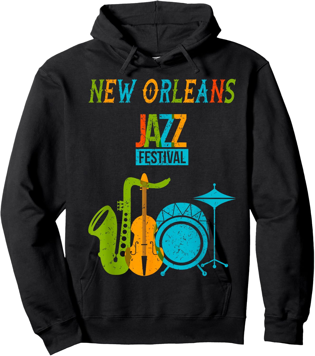 New Orleans Festival of Jazz Music Gift Louisiana Jazz Hoodie - Hoodie | Black