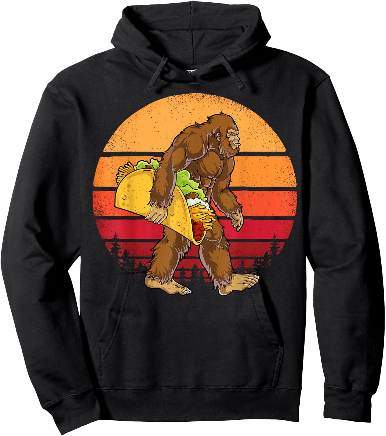 Bigfoot Carrying Taco Funny Cinco de Mayo Boys Men Sasquatch Hoodie - Hoodie | Black