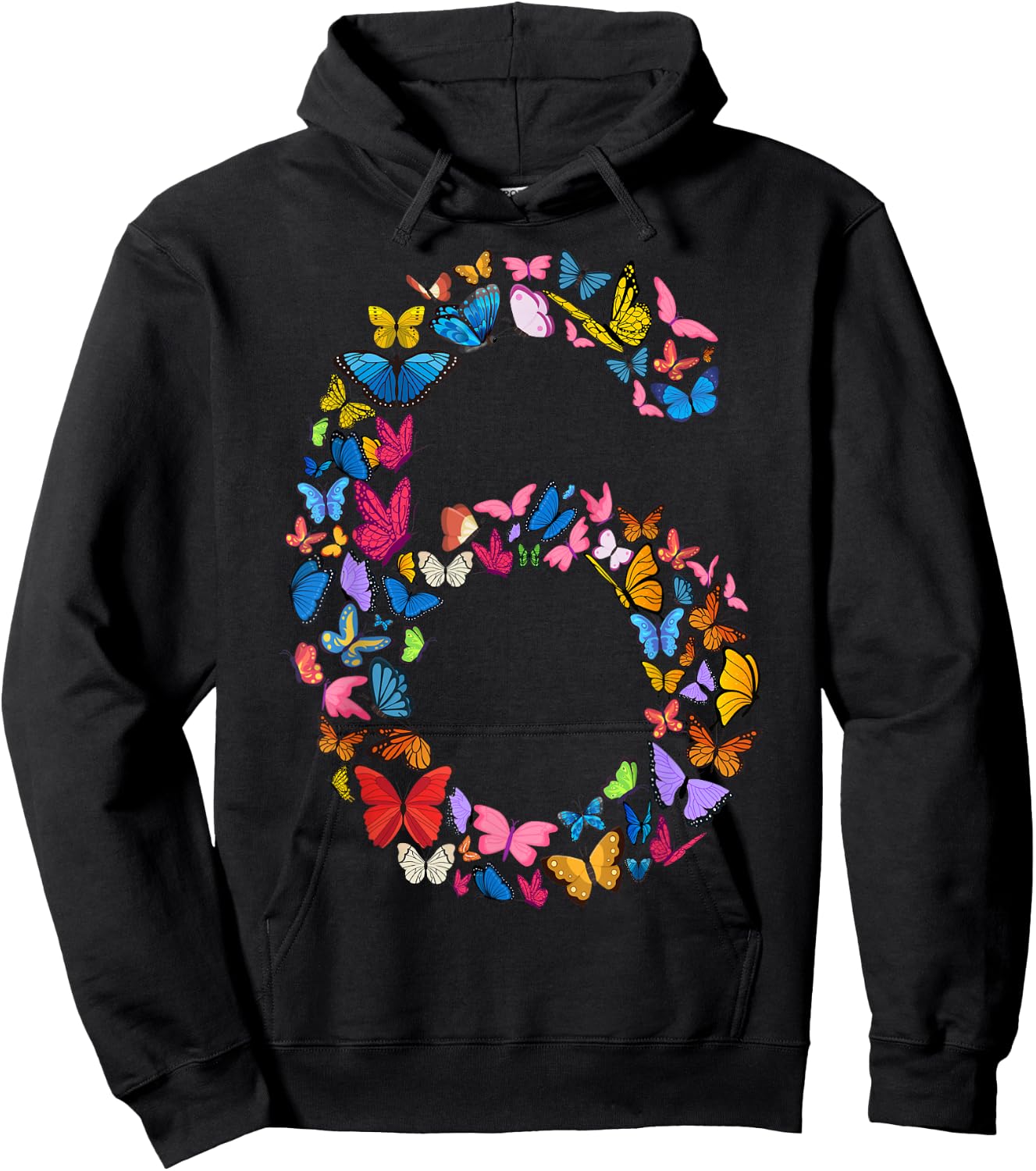 6th Birthday Butterflies 6 Years Old Girls Butterfly lover Hoodie - Hoodie | Black