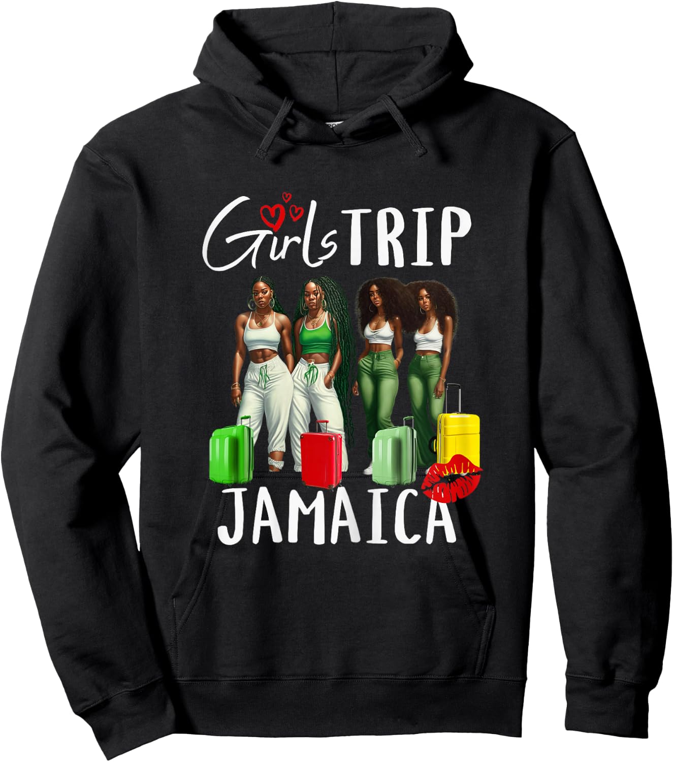 Girls TRip Jamaica Melanin Black Women Birthday Fun Vacation Hoodie - Hoodie | Black