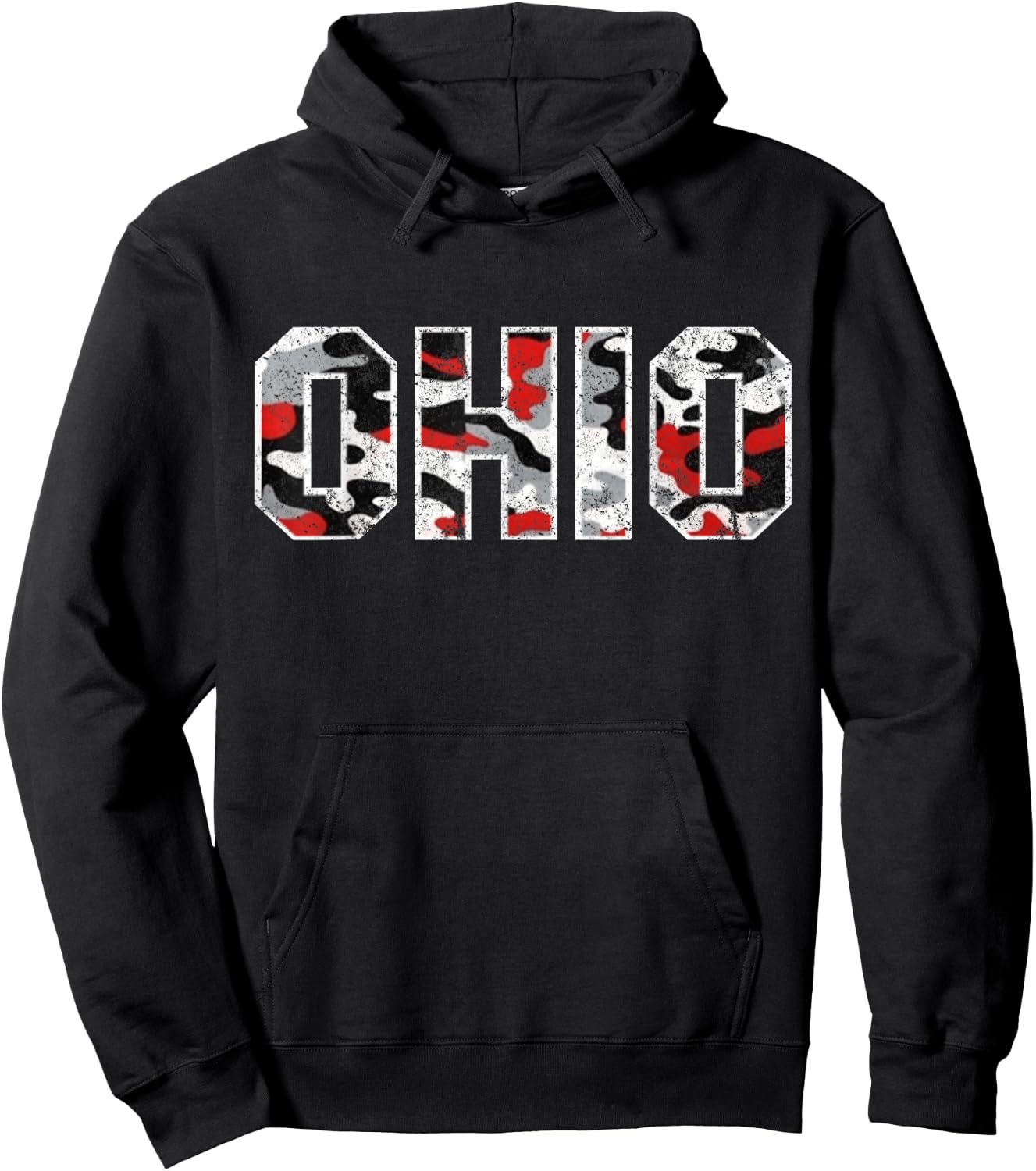 State of Ohio Ohioan Trendy Distressed Camo Graphic Designs Hoodie - Hoodie | Black
