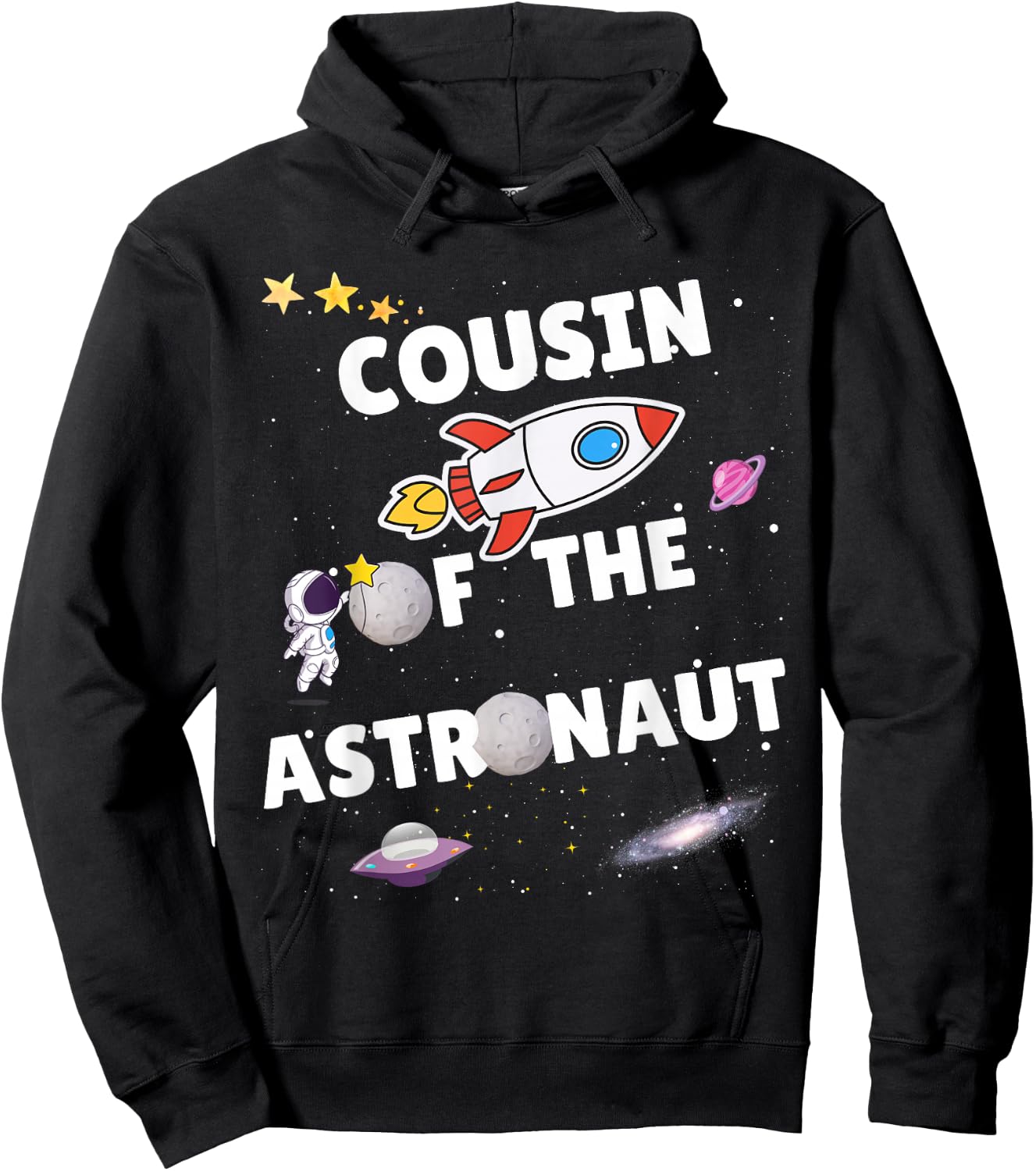 Cousin of the Astronaut Apparel Bday Party Family Hoodie - Hoodie | Black