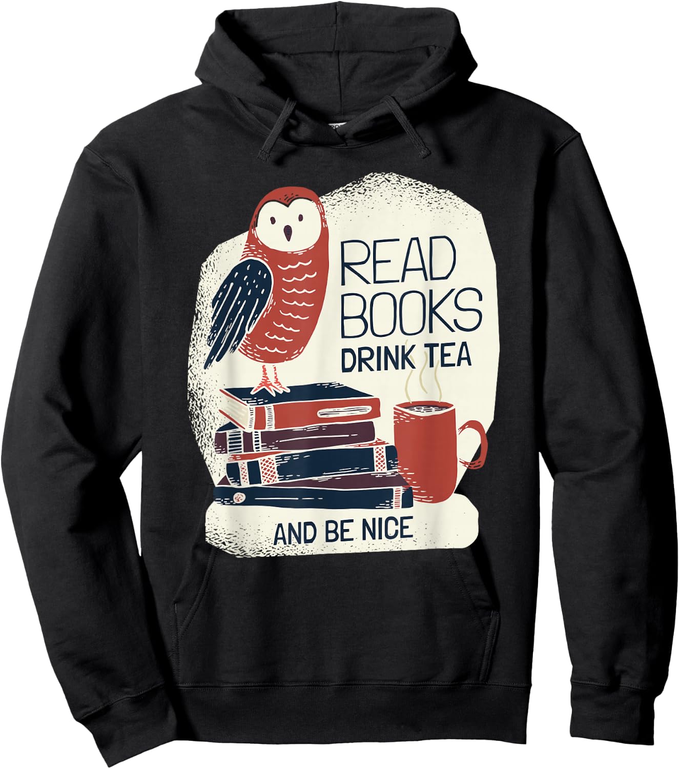 Book-Lover - Tea Books Owl - Bookworm Hoodie - Hoodie | Black