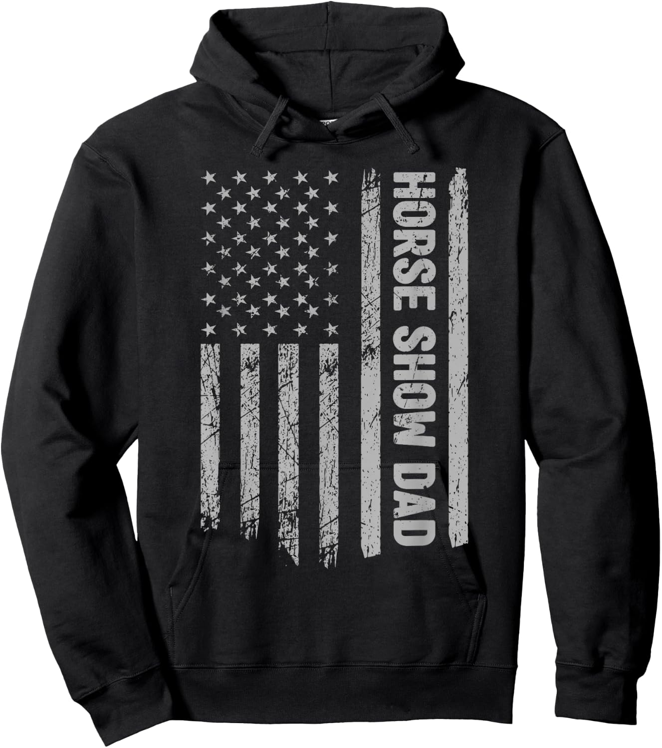 Funny Horse Show Dad America US Flag Patriot - Vintage Hoodie - Hoodie | Black