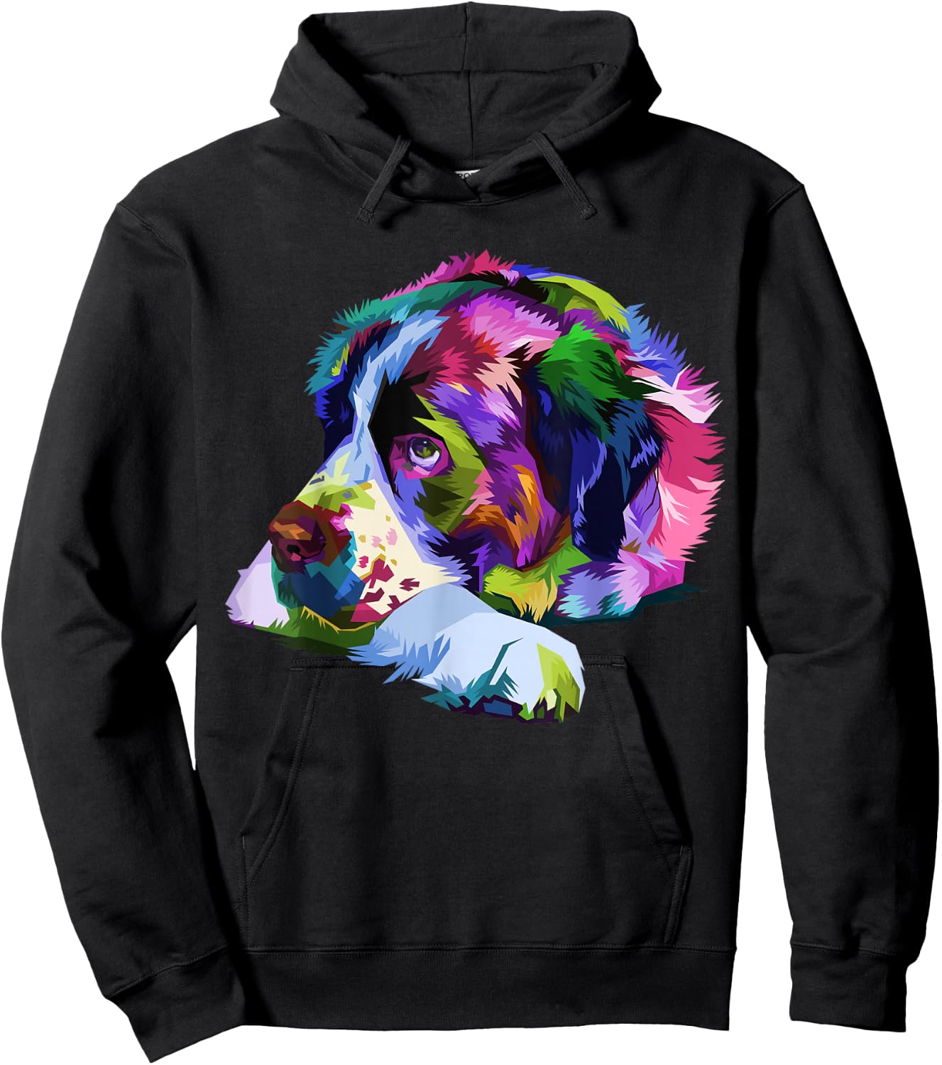 Saint Bernard Pop Art Portrait Colorful Art for Dog Owners Hoodie - Hoodie | Black