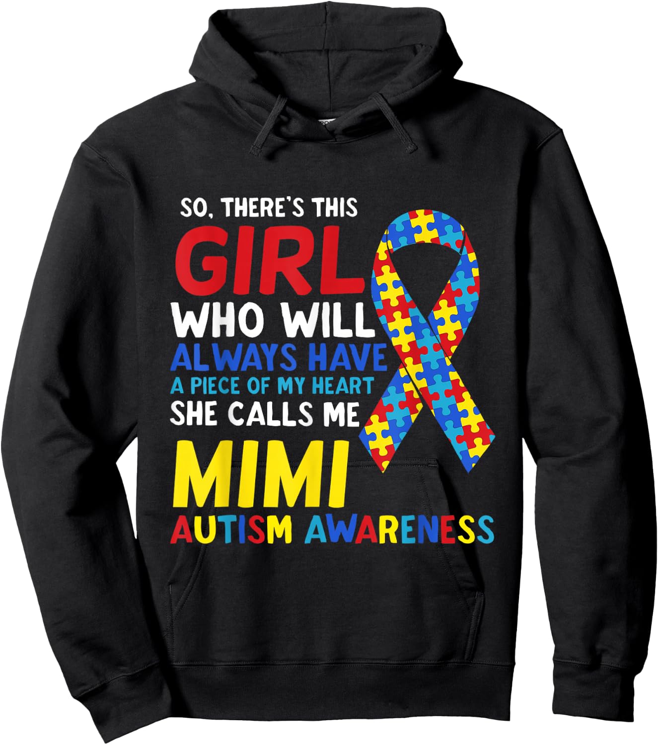 There's This Girl She Calls Me Mimi Grandma Autism Awareness Hoodie - Hoodie | Black