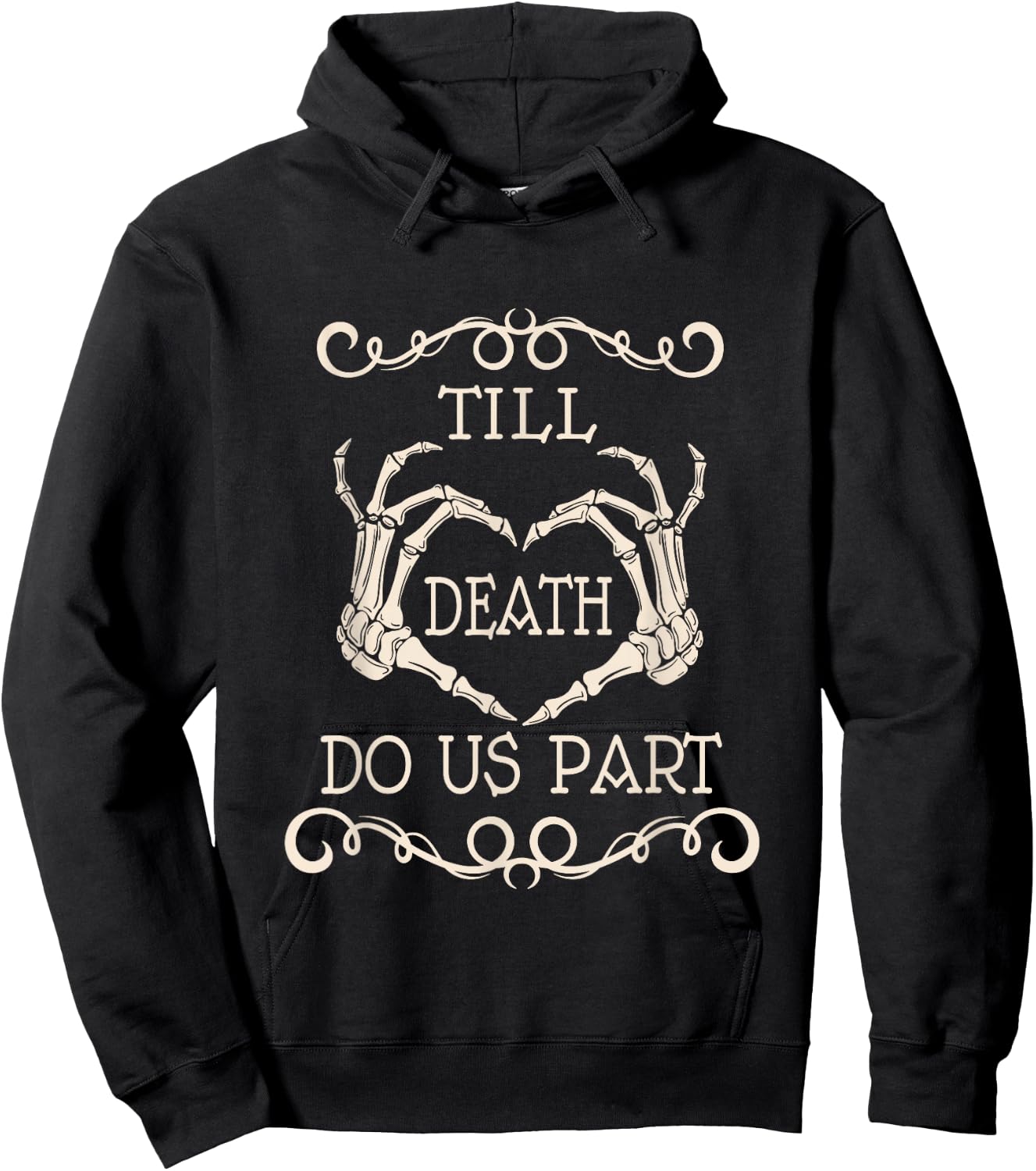 Skeleton Heart Designs Till Death Do Us Part Couples Black Cotton 100% Classic Fit Short Sleeve Small Hoodie - Hoodie | Black