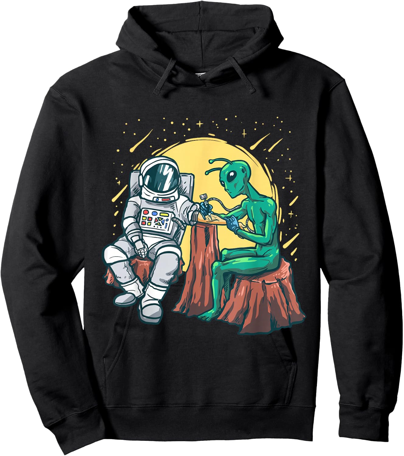 Alien Tattooed Astronaut Ink Tattoo Artist Hoodie - Hoodie | Black