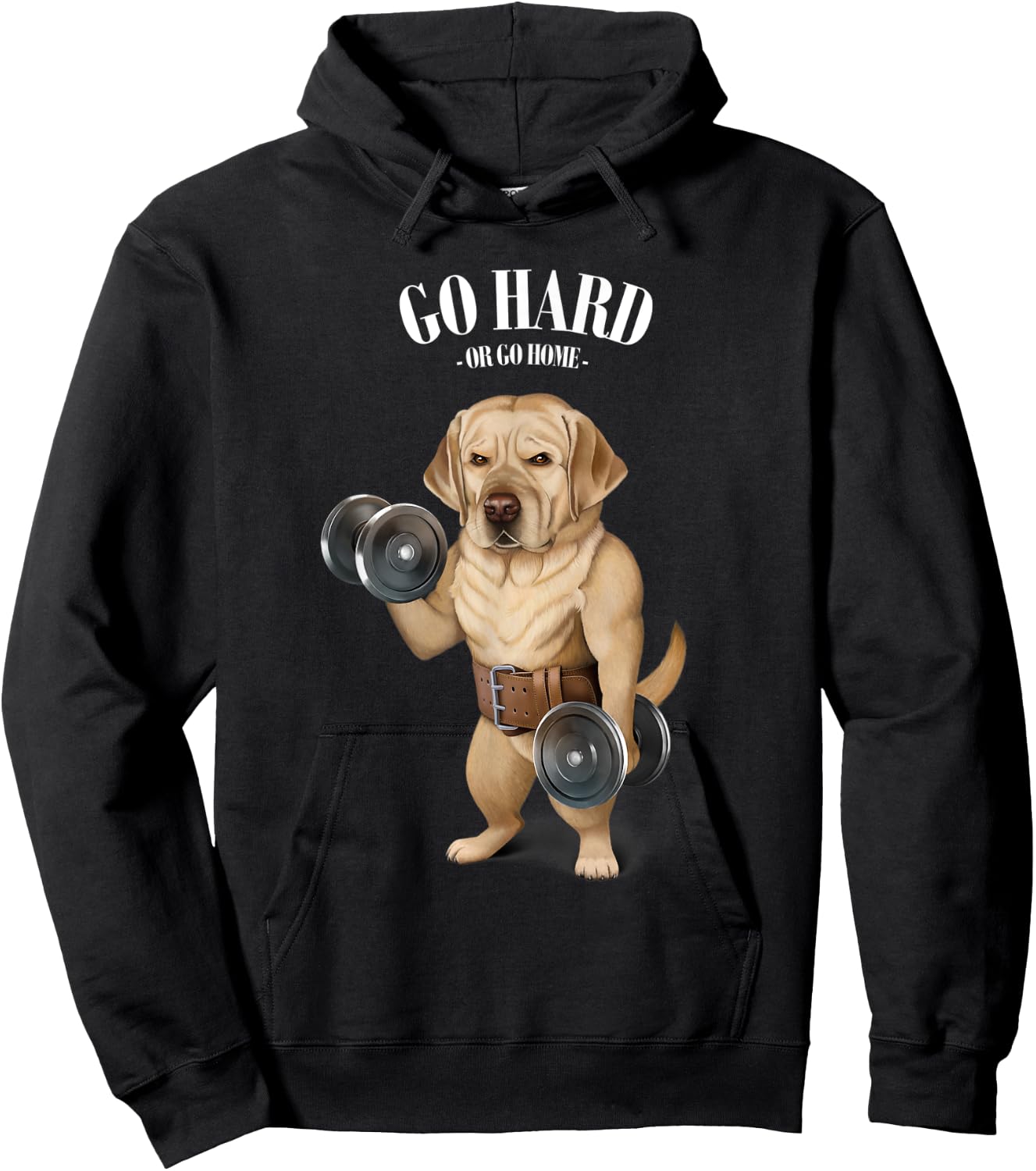 Labrador Retriever Dog Muscle Training with Dumbbell Hoodie - Hoodie | Black