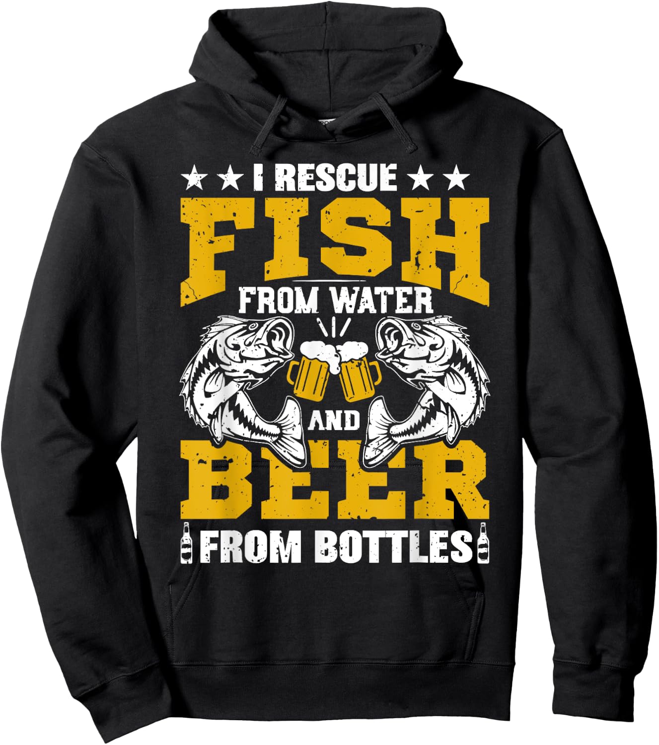I Rescue Fish From Water Beer From Bottle Funny Fishing Hoodie - Hoodie | Black