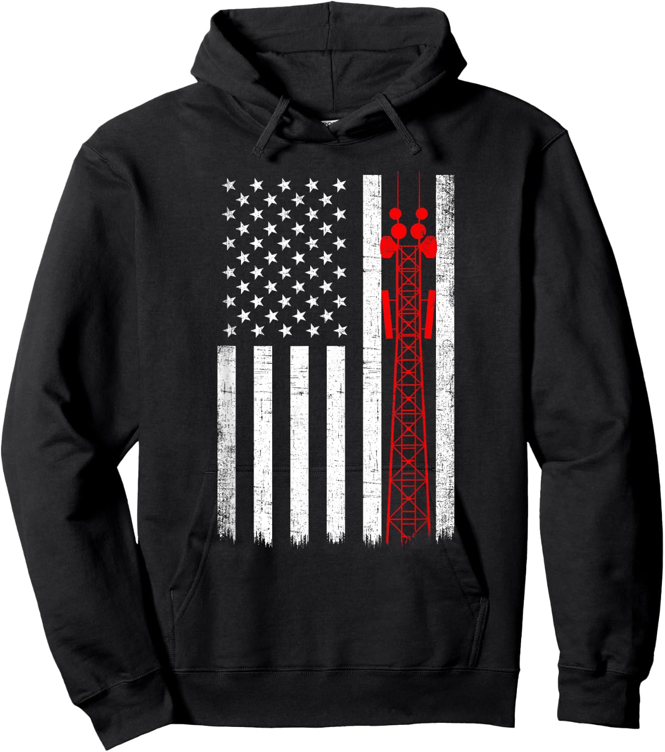 Tower Climber American Flag, Tower Climber Hoodie - Hoodie | Black