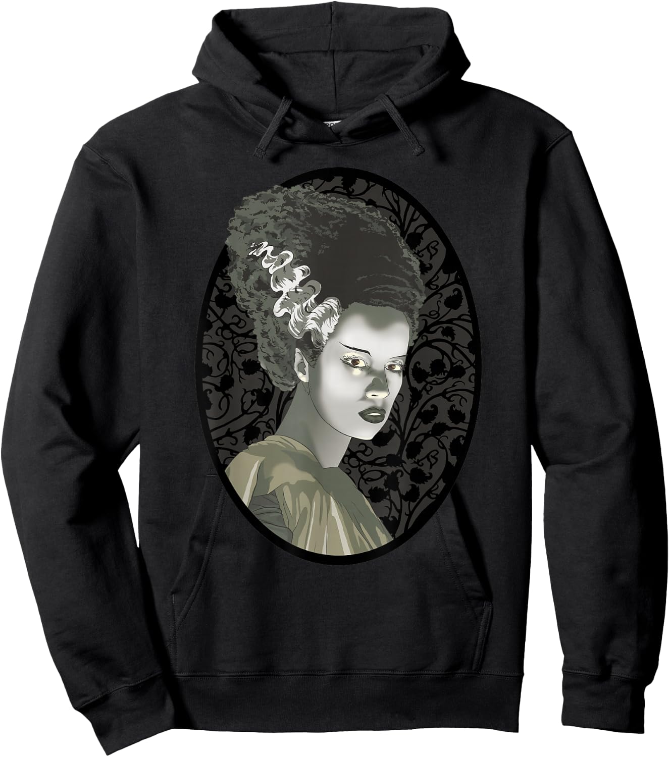 Universal Monsters Bride Of Frankenstein Cartoon Portrait Hoodie - Hoodie | Black