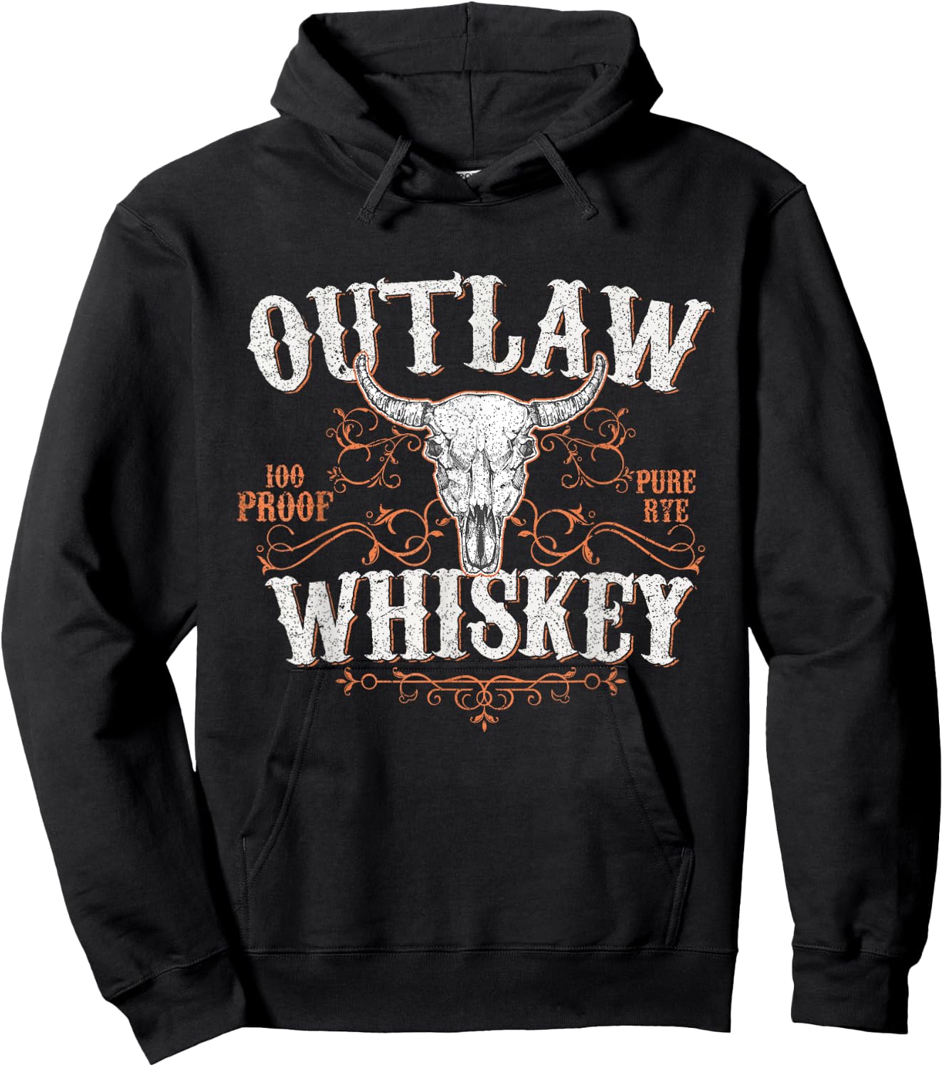 Outlaw Whiskey Country Vintage Graphic Hoodie - Hoodie | Black