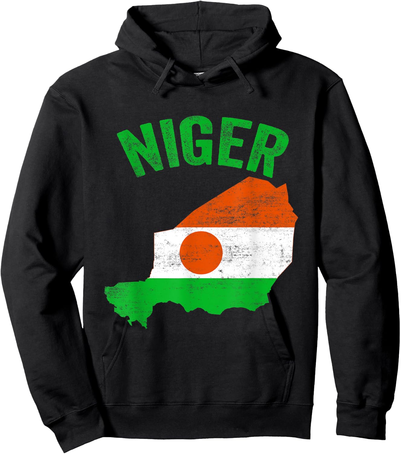 Distressed Retro Niger Flag Niger Map Patriotic Women Kids Men Hoodie - Hoodie | Black