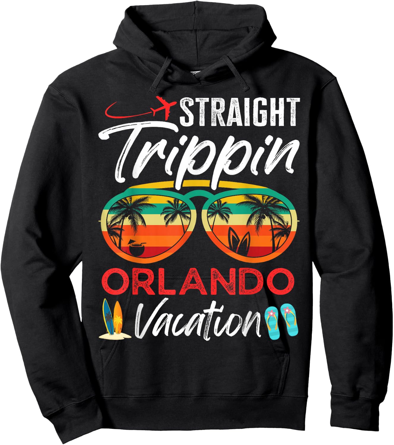 Straight Trippin Orlando Couples Family Vacation Group Trip Hoodie - Hoodie | Black