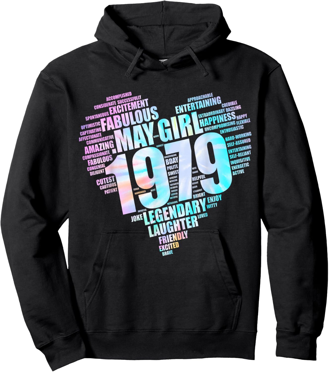MAY GIRL 1979 Awesome Fabulous Heart 47th Birthday Mom Pink Hoodie - Hoodie | Black
