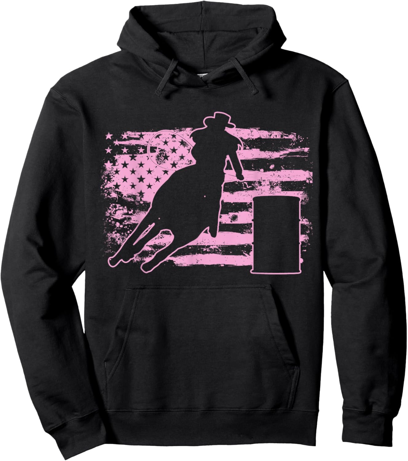 Barrel Racing USA American Flag Gift Barrel Racers Hoodie - Hoodie | Black