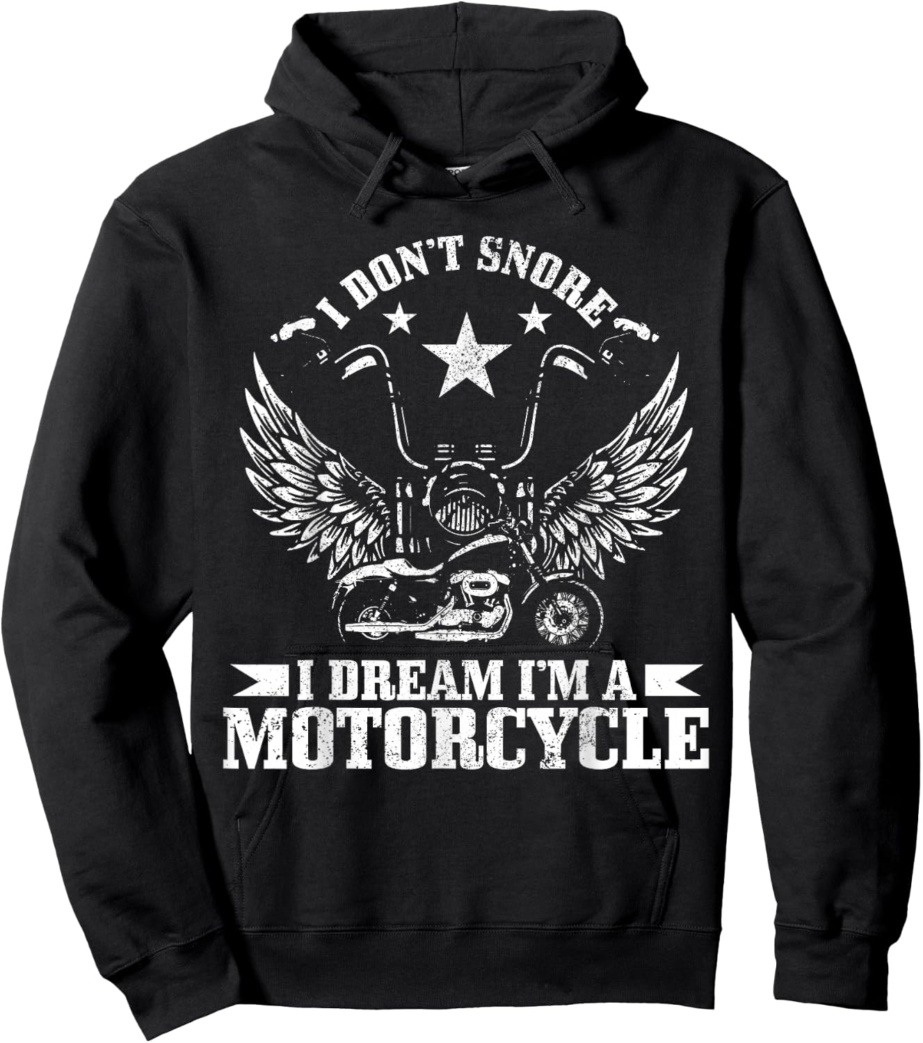 I Don't Snore I Dream I'm A Motorcycle Vintage Funny Biker Hoodie - Hoodie | Black