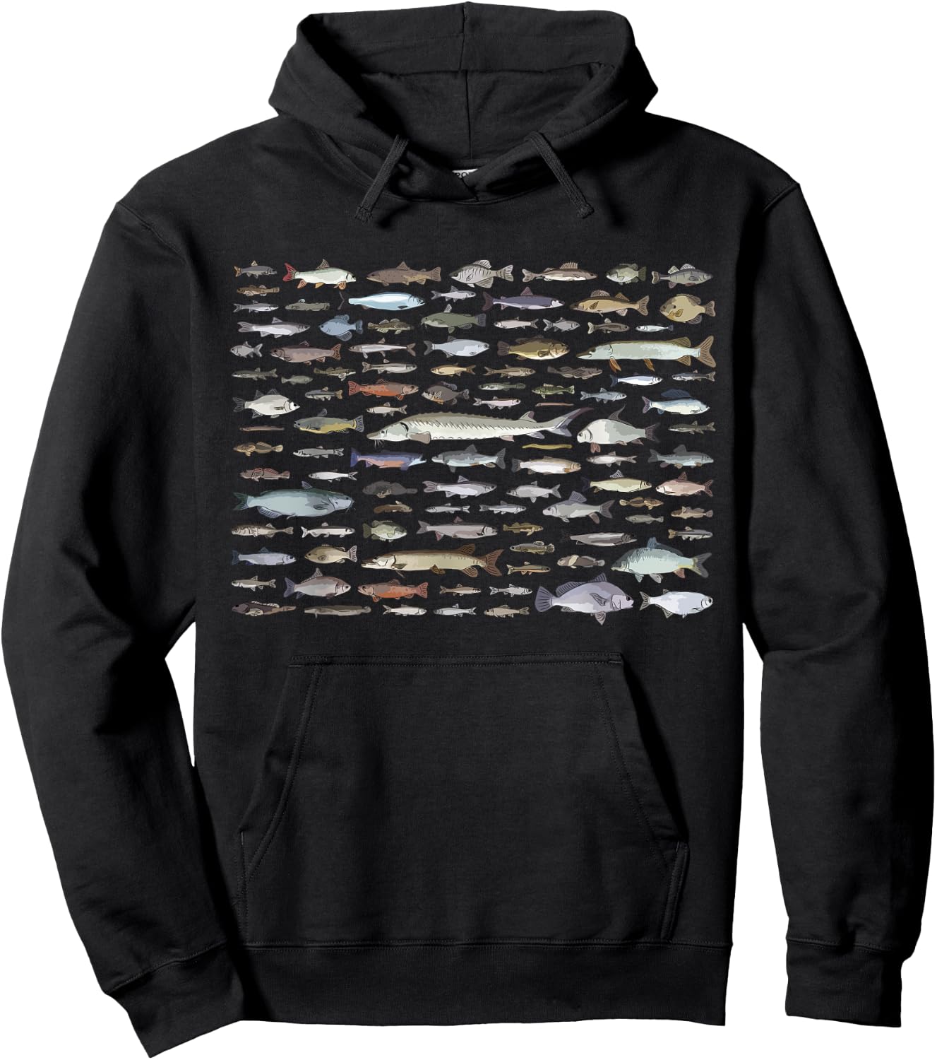 100 Types Of Freshwater Fish Species Fishing Hoodie - Hoodie | Black