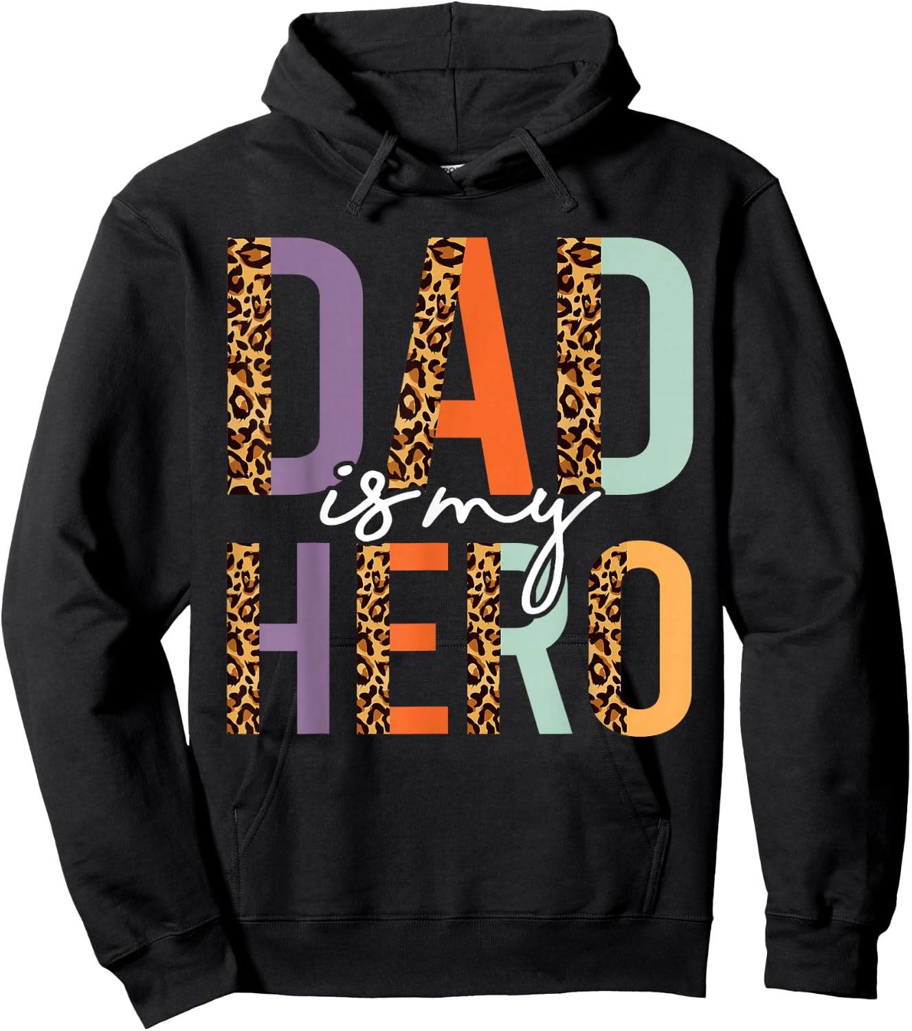 Kids Fathers Day Shirt For Son Daughter, My Dad Is My Hero Hoodie - Hoodie | Black