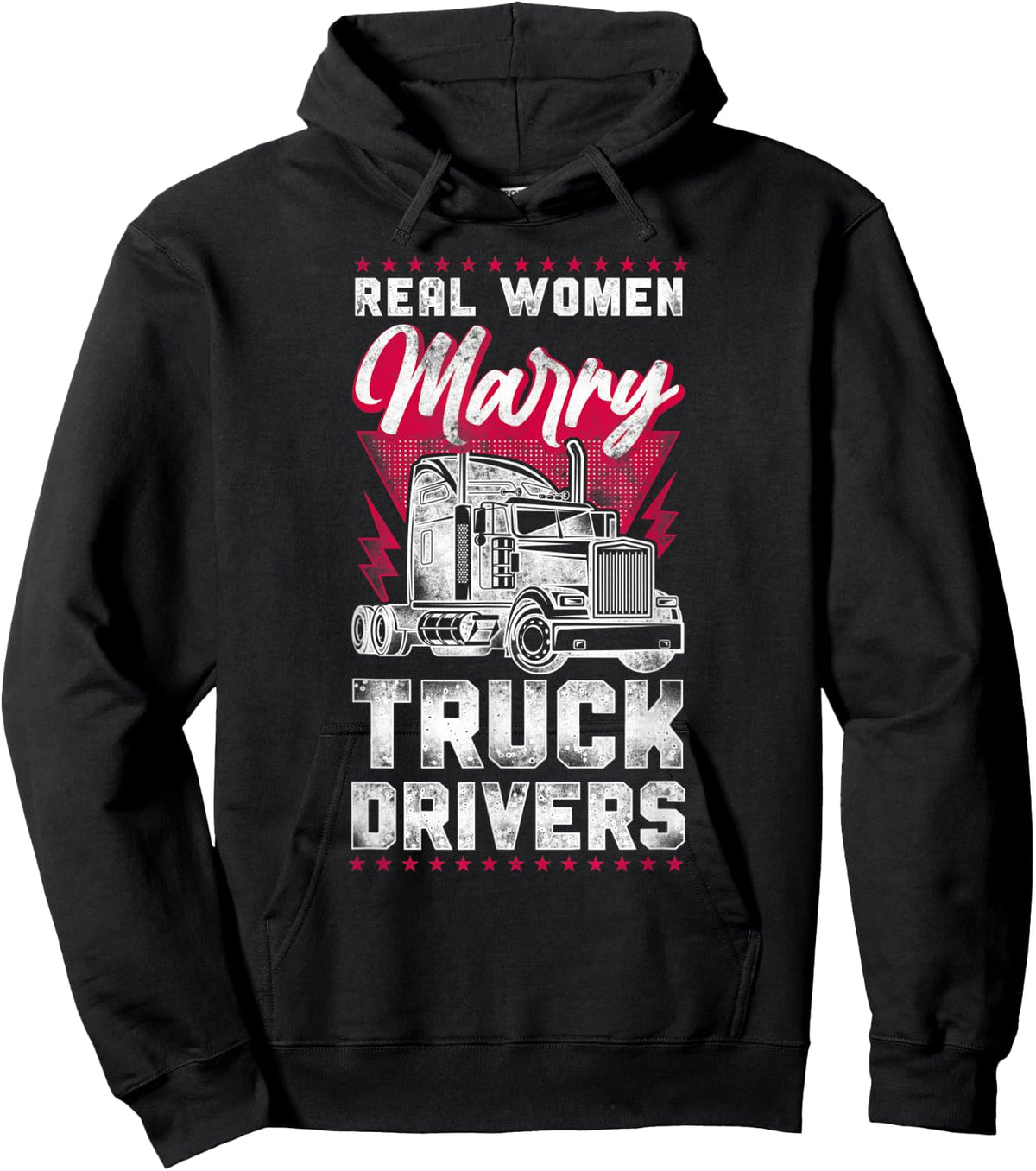 Trucker Truck Driver Wife Girlfriend Vintage Real Women Hoodie - Hoodie | Black