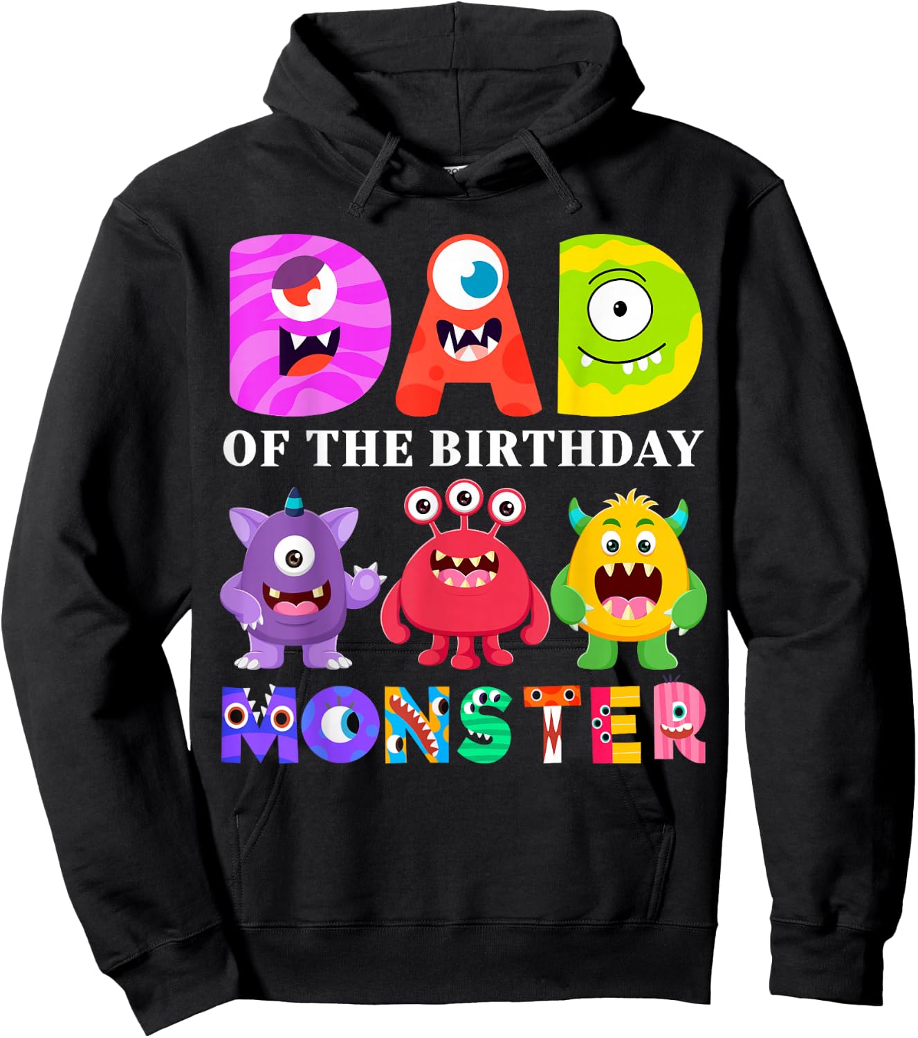 Dad Little Monster Kids 1st Birthday Party Family Monster Hoodie - Hoodie | Black