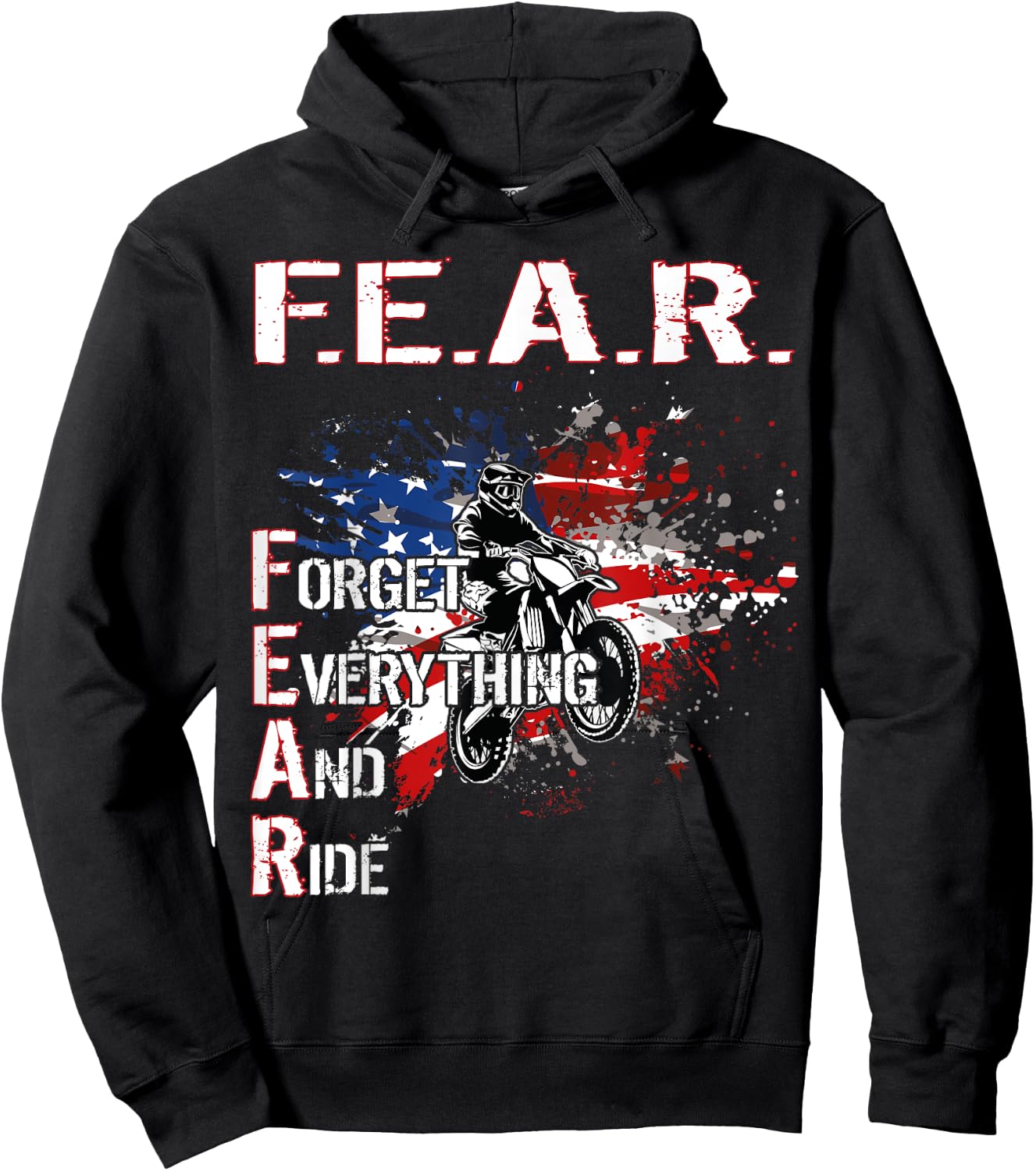 Dirtbike Motocross Forget everything and ride MX US Flag Hoodie - Hoodie | Black