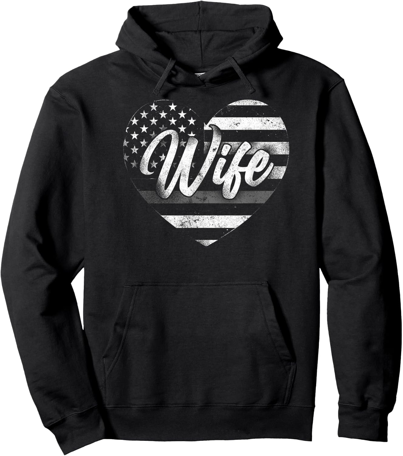 Correctional Officer Wife Marriage Heart American Flag Hoodie - Hoodie | Black