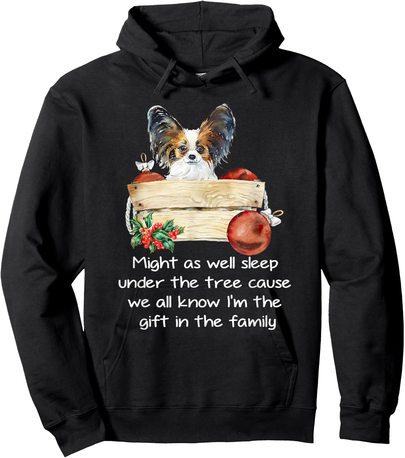 Favorite Family Papillon Puppy Funny Christmas Humor Quote Hoodie - Hoodie | Black