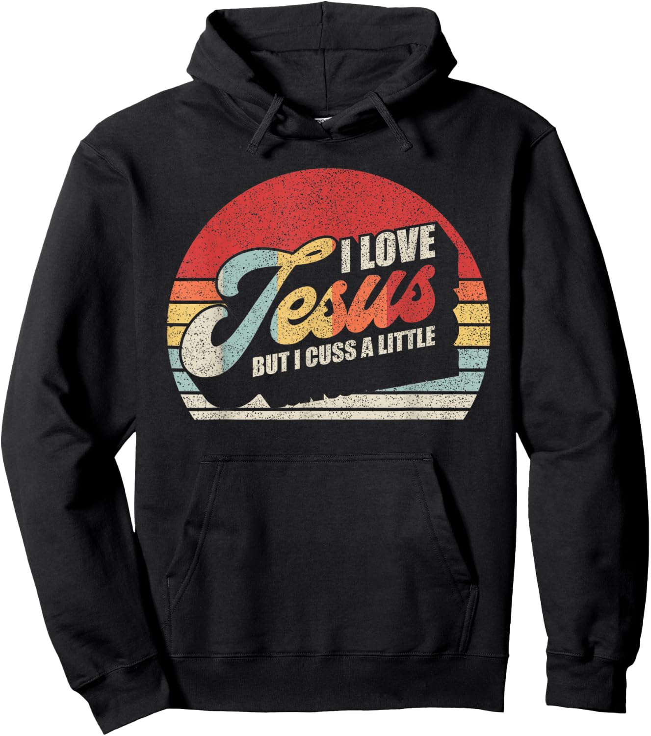 Vintage Retro I Love Jesus But I Cuss A Little Humorous Hoodie - Hoodie | Black