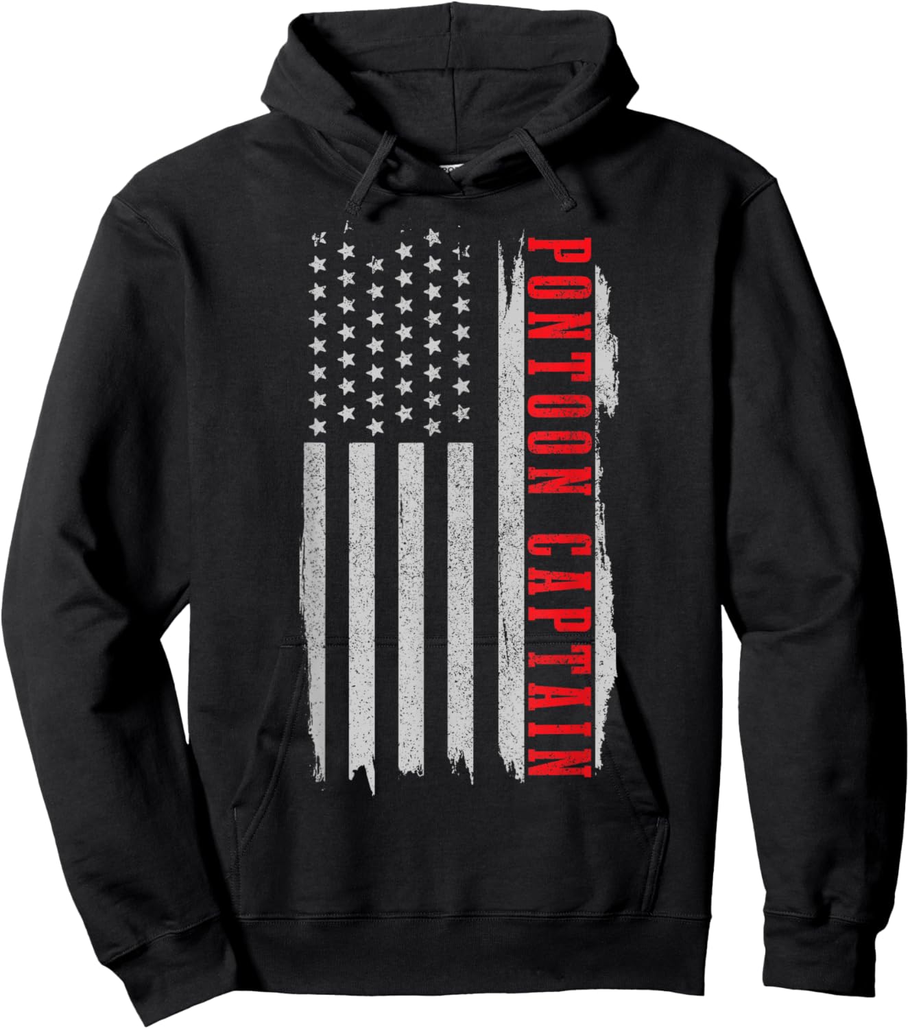 Patriotic Pontoon Captain Vintage US Flag Pontooning Hoodie - Hoodie | Black