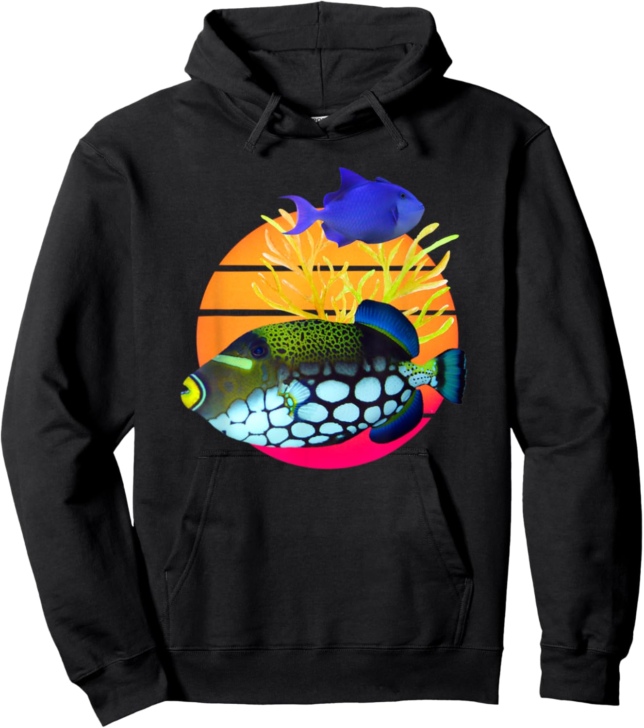 Clown Trigger Niger Trigger Fish Agressive Saltwater Fish Hoodie - Hoodie | Black