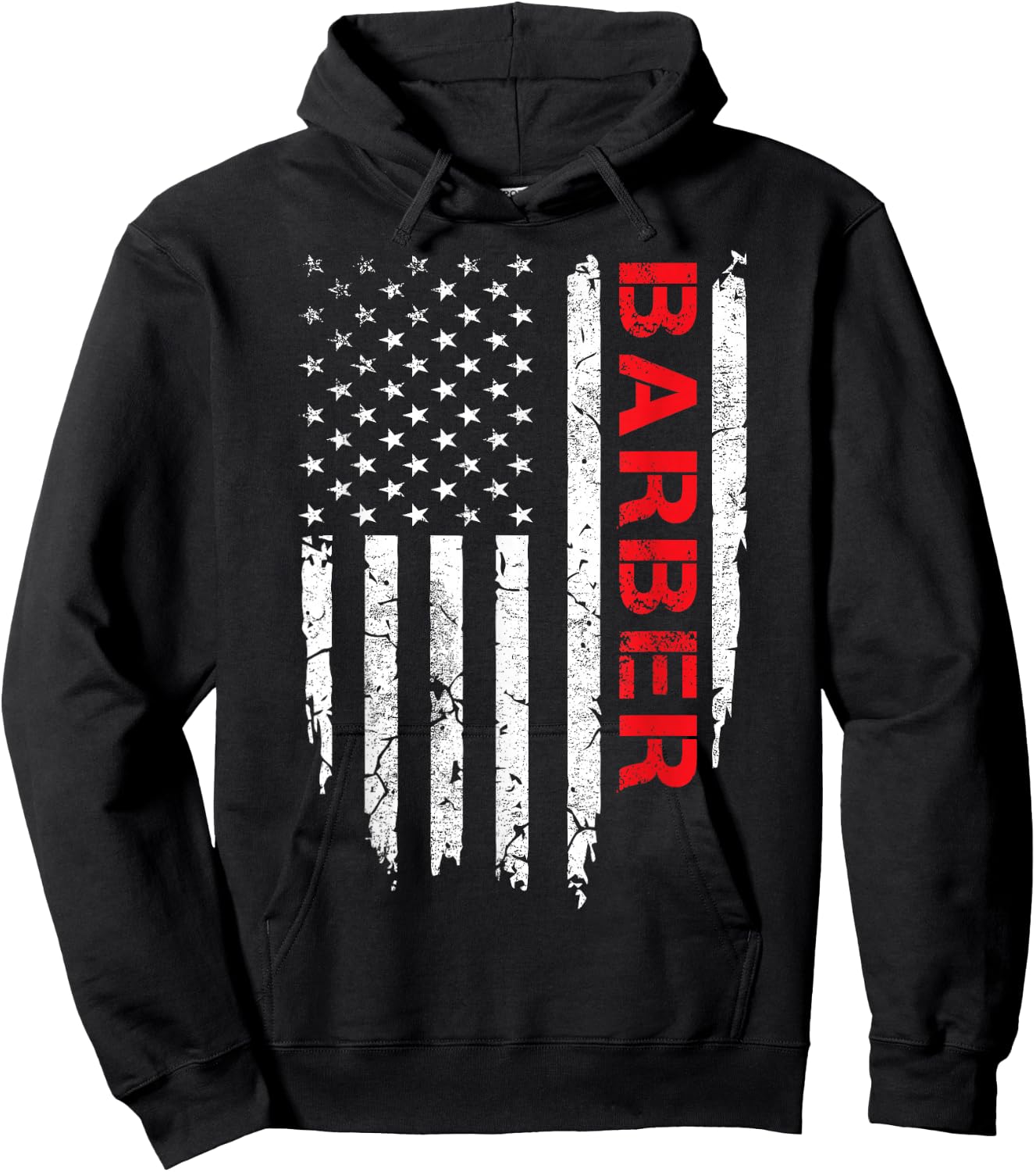 Vintage American Flag Barber 4th of July Patriotic Hoodie - Hoodie | Black
