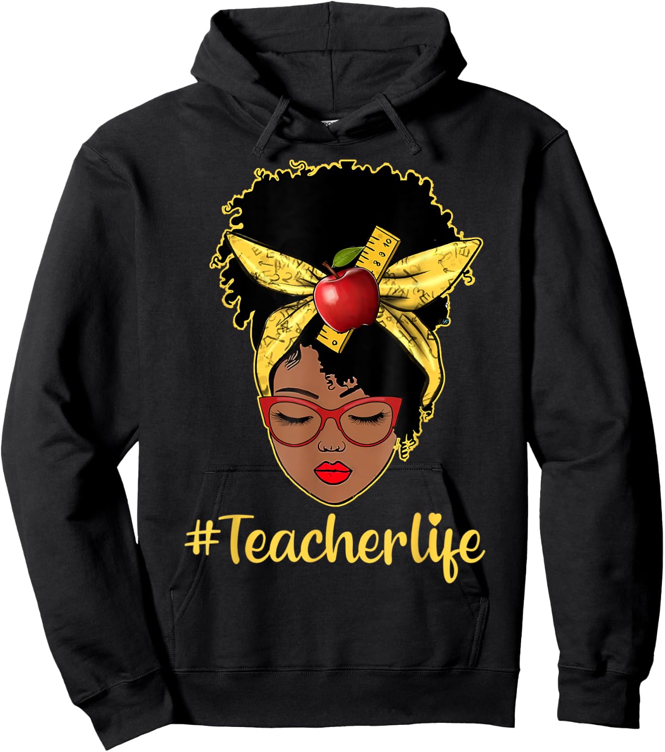 Teacher Life Black Afro African Melanin Women Back To School Hoodie - Hoodie | Black