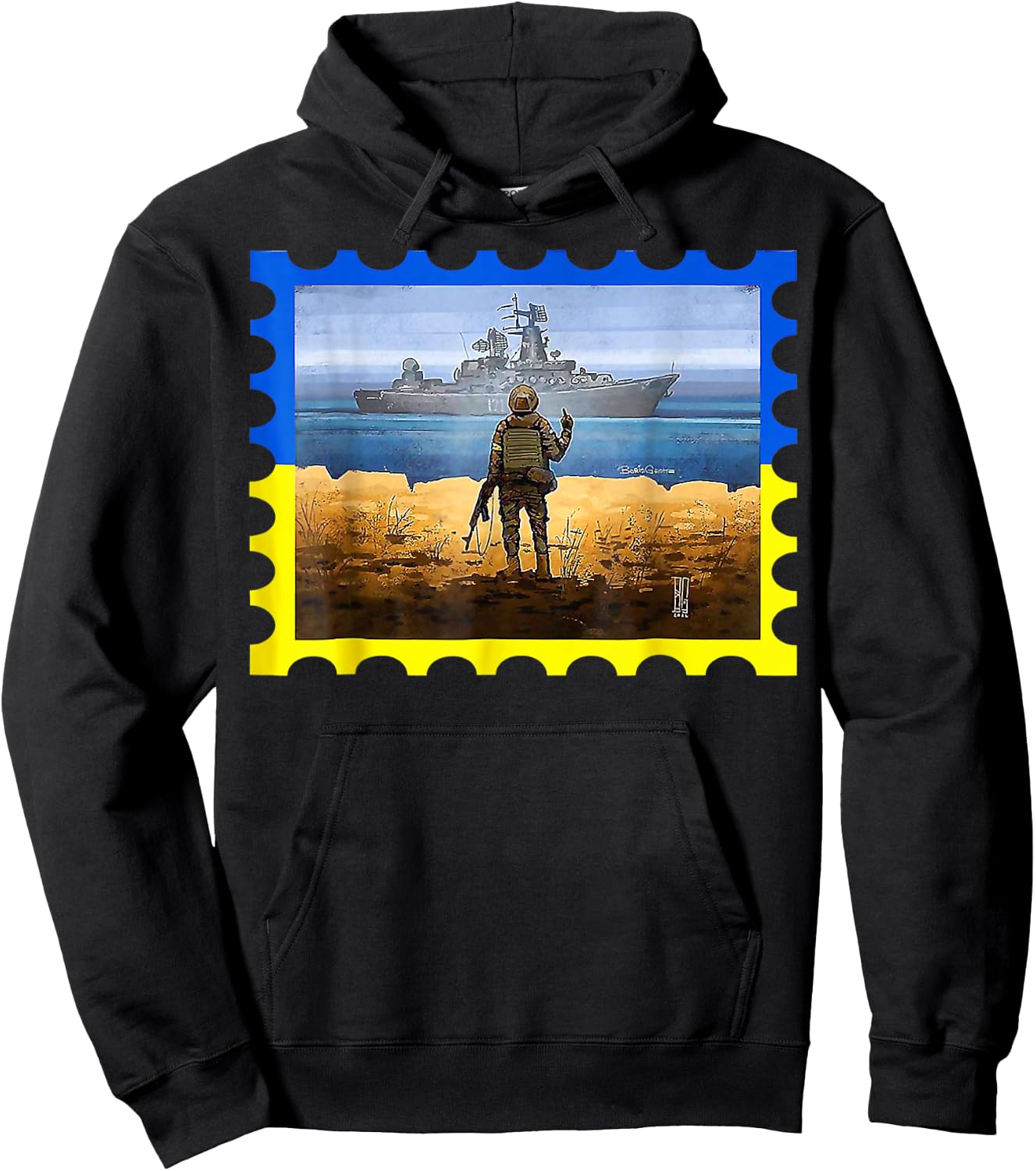 Vintage Ukraine Postage Stamp Flag Pride Hoodie - Hoodie | Black