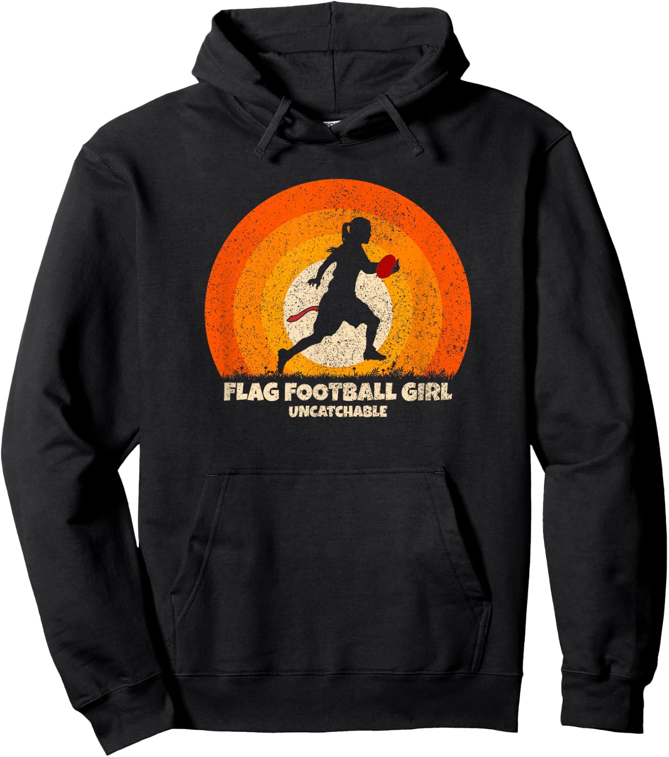 Flag Football Girl Uncatchable on Flag Football Hoodie - Hoodie | Black