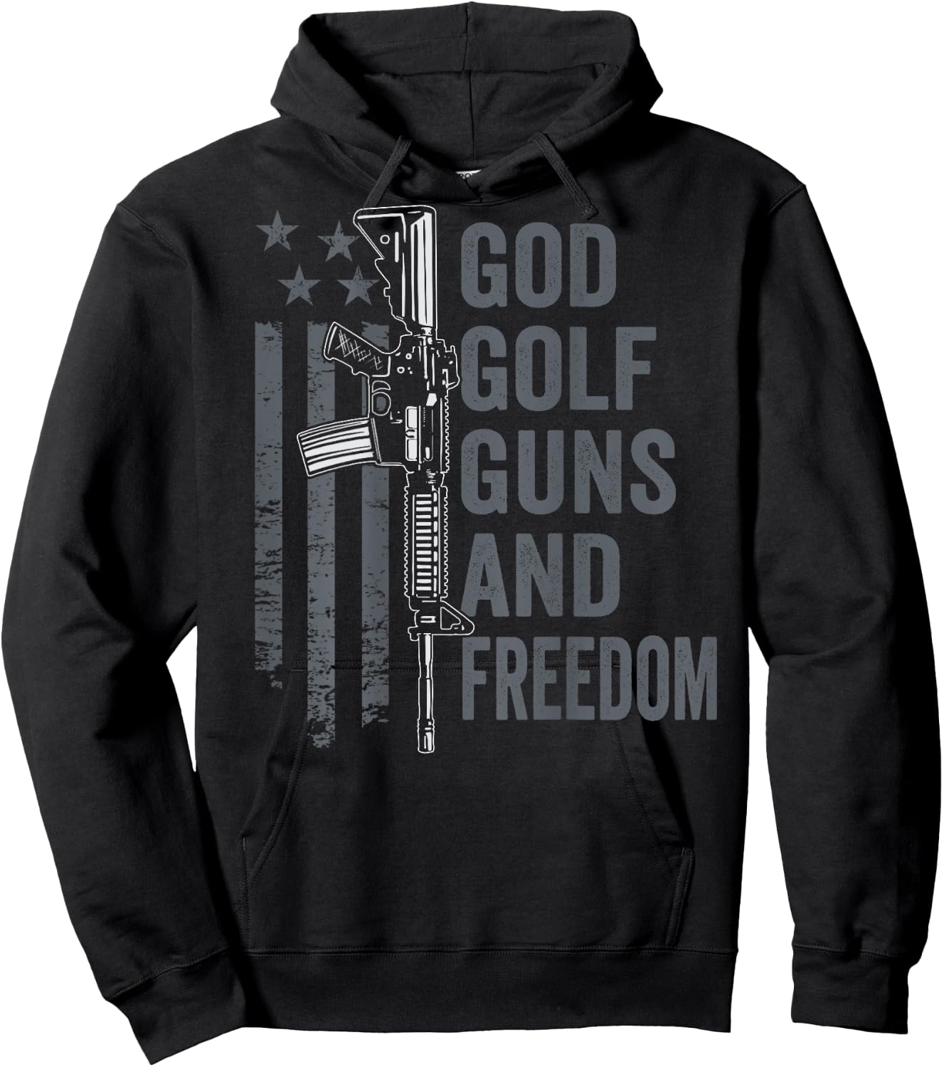 God Golf Guns & Freedom - Funny Pro Guns Golfer (ON BACK) Hoodie - Hoodie | Black