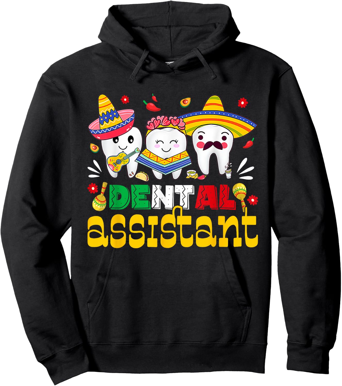 Cinco De Mayo Dental Assistant Mexican Dentist Fiesta Party Hoodie - Hoodie | Black
