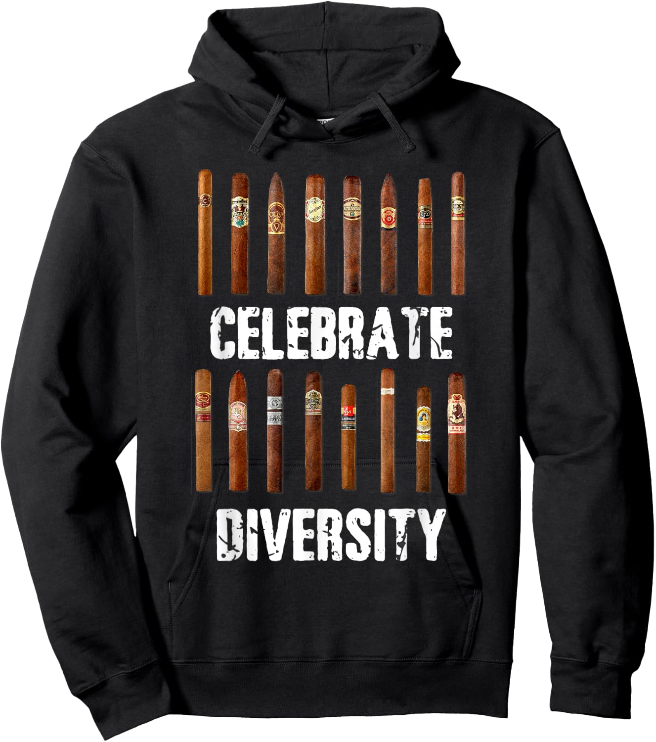 Celebrate Diversity Smoke Cigars Cigar Smoking Hoodie - Hoodie | Black