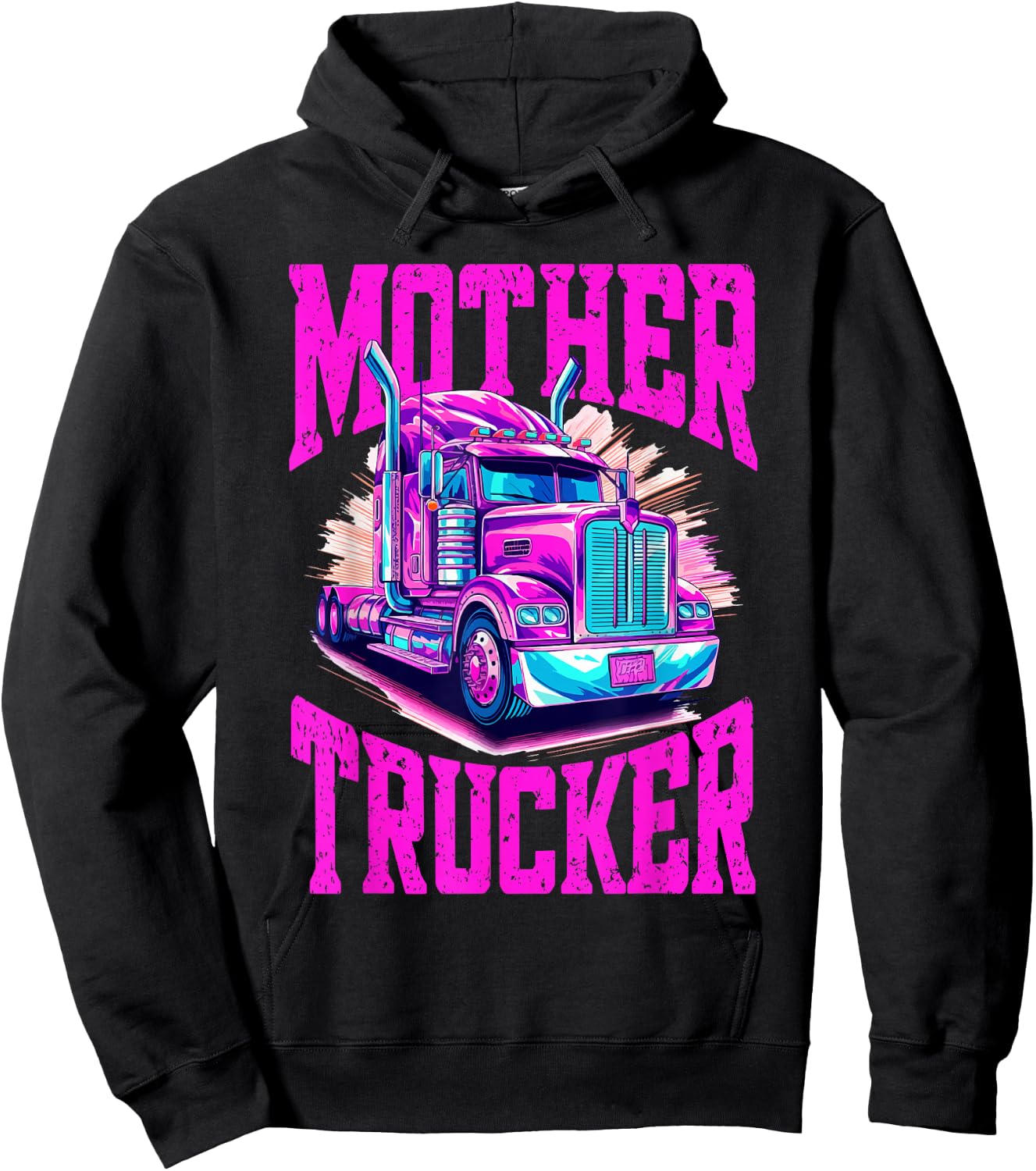 Trucker Truck Woman - Mother Trucker Hoodie - Hoodie | Black