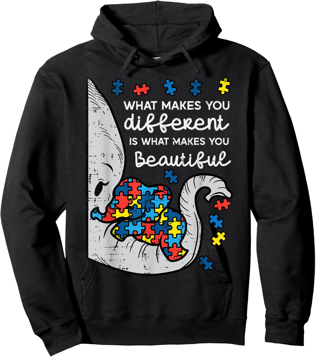 Elephant What Makes You Different Autism Awareness Women Kid Hoodie - Hoodie | Black
