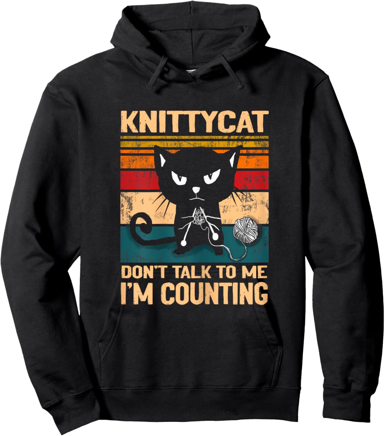 Black Cat Dont talk to me I´m counting Knitting Lover Knit Hoodie - Hoodie | Black