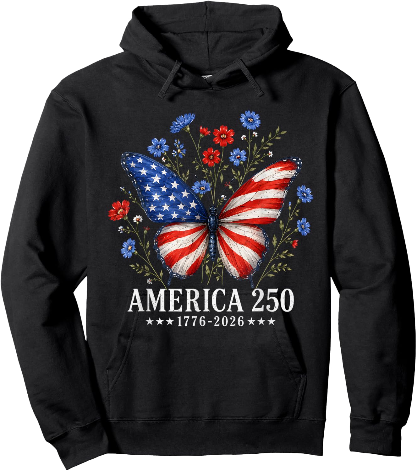 America US Flag 250 1776 2026 250th Anniversary 4th of July Hoodie - Hoodie | Black