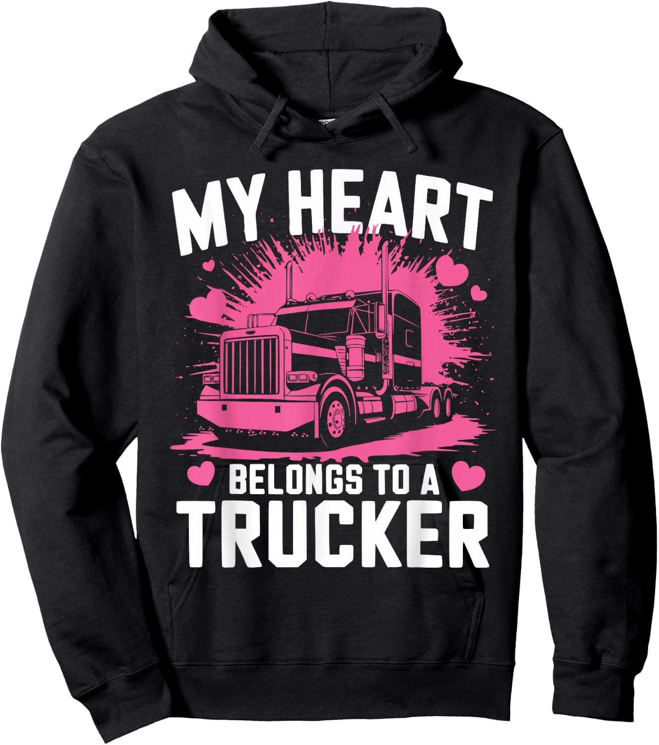 My Heart Belongs To A Trucker Hoodie - Hoodie | Black